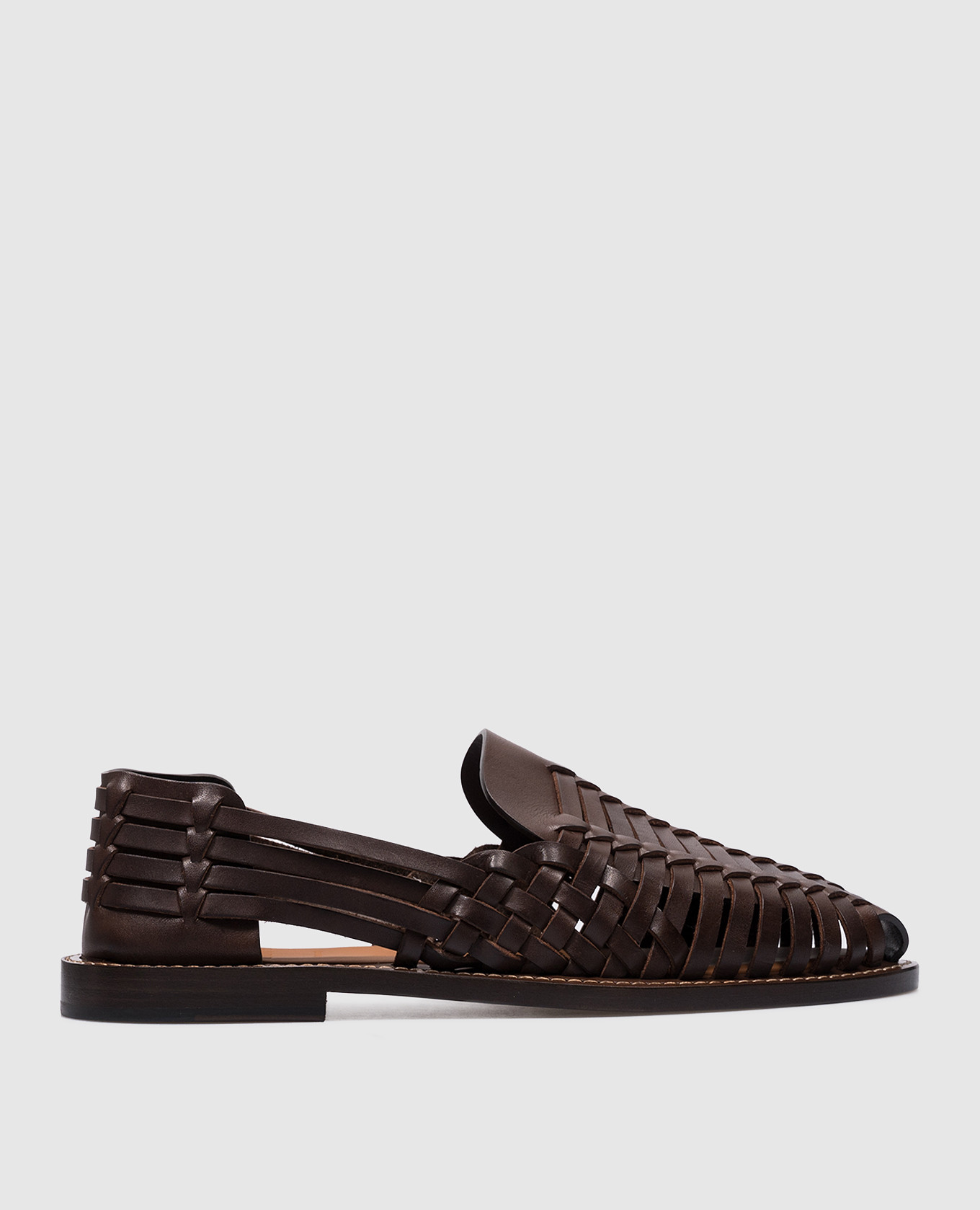 

Brown leather shoes with weaving Brunello Cucinelli