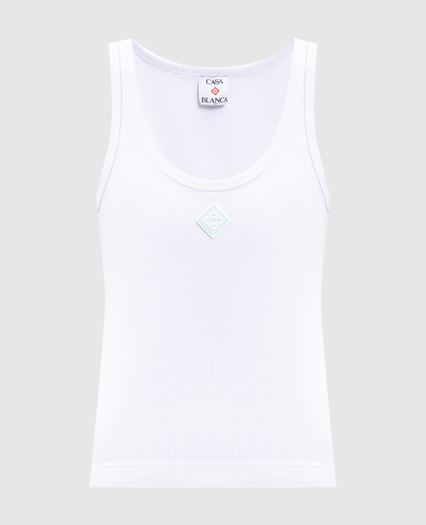 White ribbed top with logo emblem Casablanca