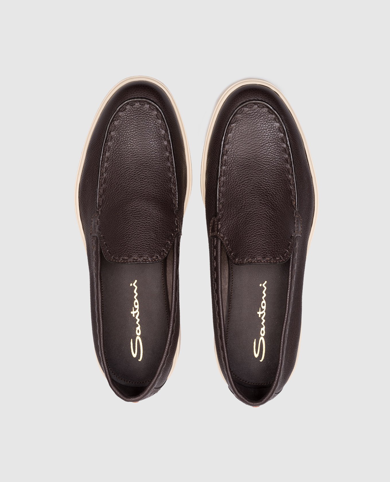 

Brown leather loafers Santoni