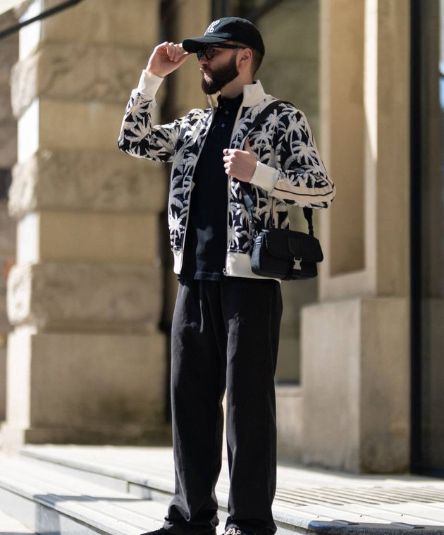 Palm Angels - Black sports jacket with PALMS print