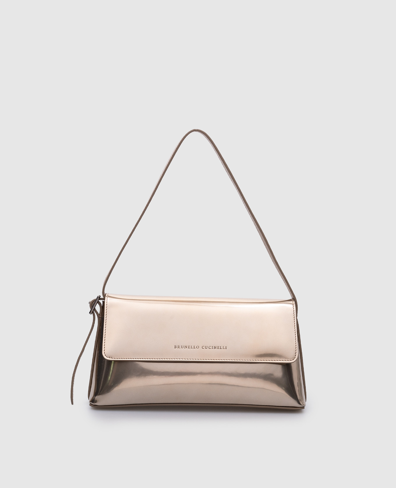 

Golden leather bag with embossed logo Brunello Cucinelli