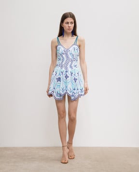 Charo Ruiz Marine White Linen Dress with Broderie Embroidery 244612