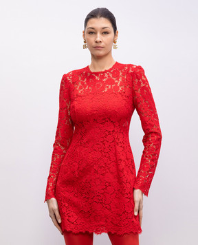 Dolce&Gabbana Red lace mini sheath dress F6TJRTHLMII
