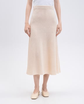 Twinset Beige wool and cashmere midi skirt 252TP3573