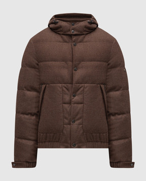 Stefano Ricci Brown quilted wool and cashmere down jacket M6J5400070MA0020