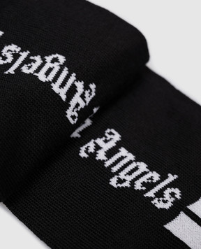 Palm Angels Black socks with logo pattern PMRA00DF25FAB001