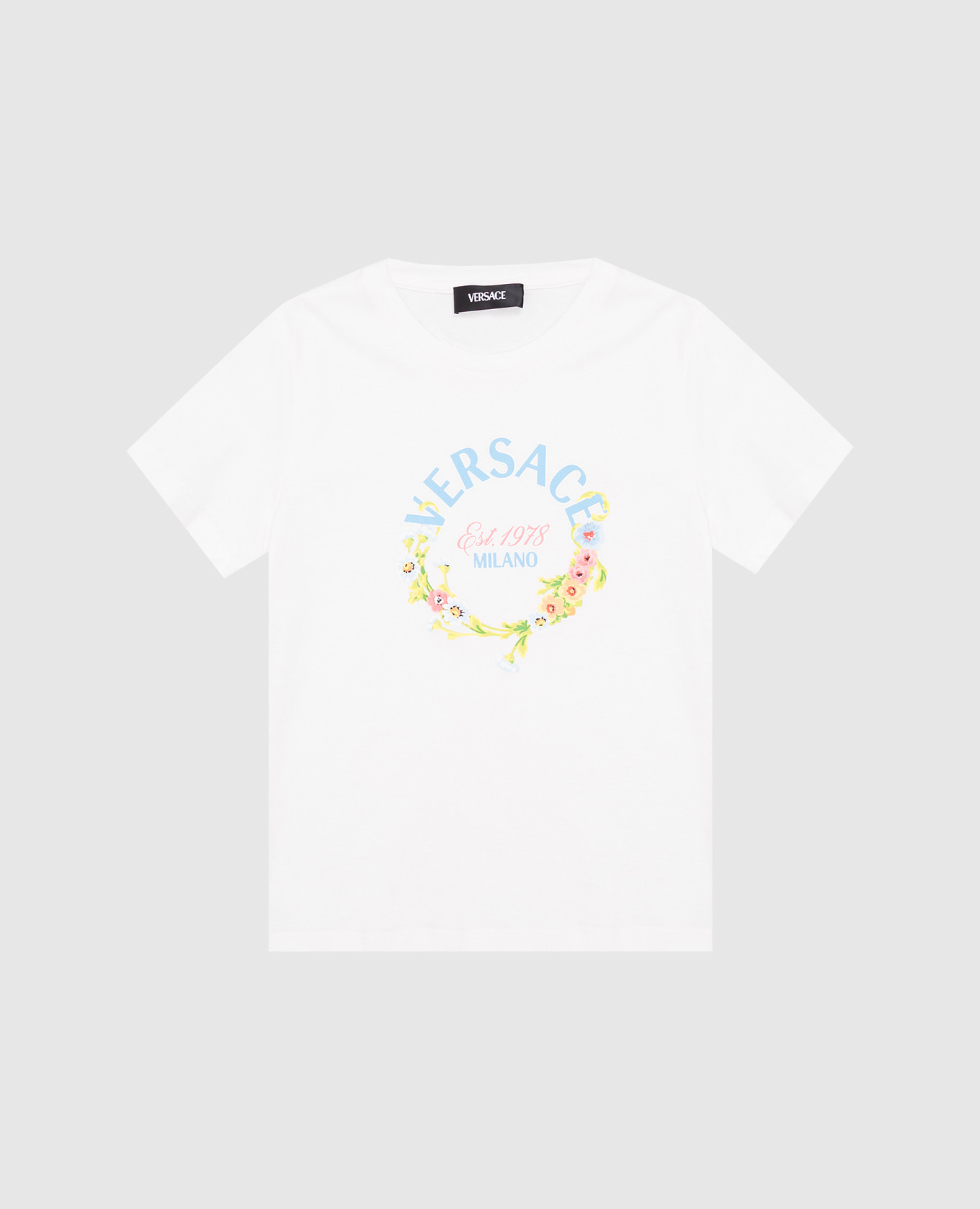 

Children's white T-shirt with floral print Versace