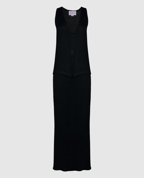 Babe Pay Pls A black suit made of a waistcoat and a skirt made of linen MD9772307420R