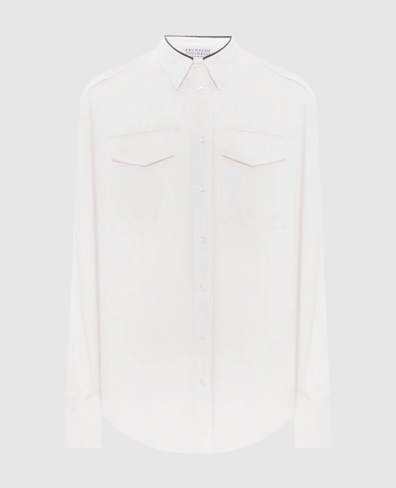 

White silk blouse with monil chain Brunello Cucinelli