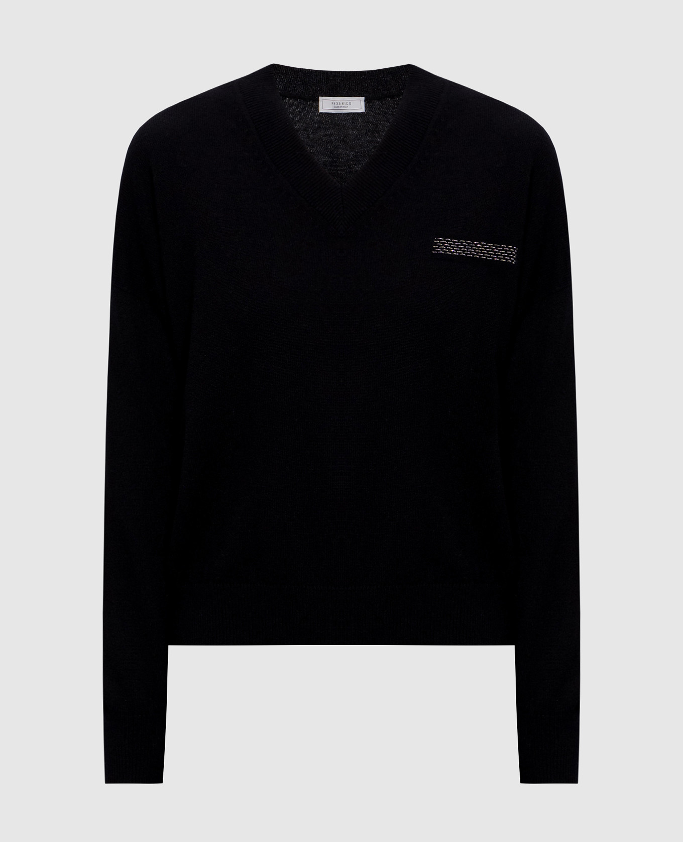 Black wool, silk and cashmere pullover Peserico