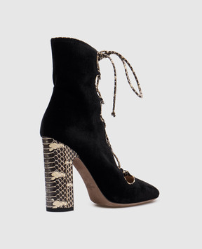 Valentino Black velor ankle boots with shaped cutouts NW1S0D05ZWT