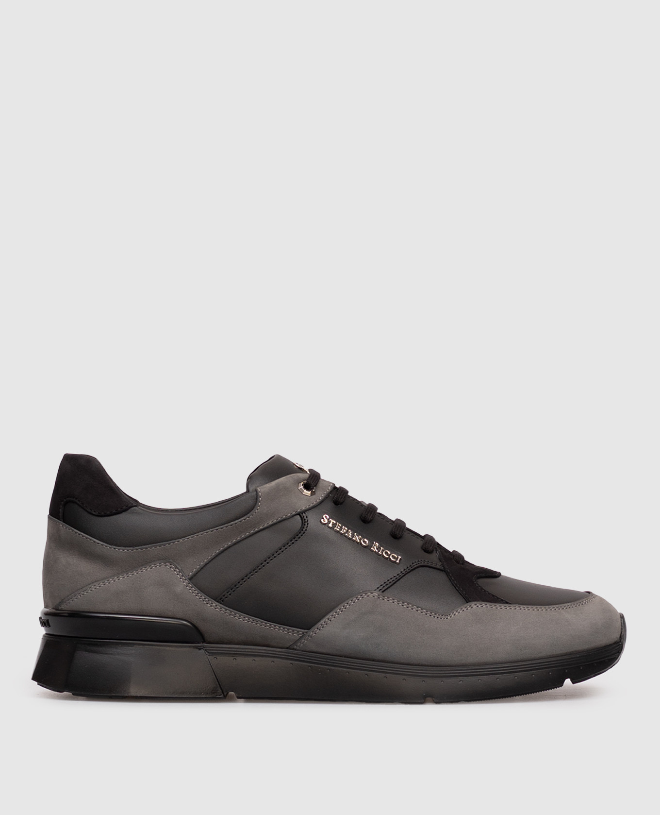 Leather sneakers with textured logo Stefano Ricci