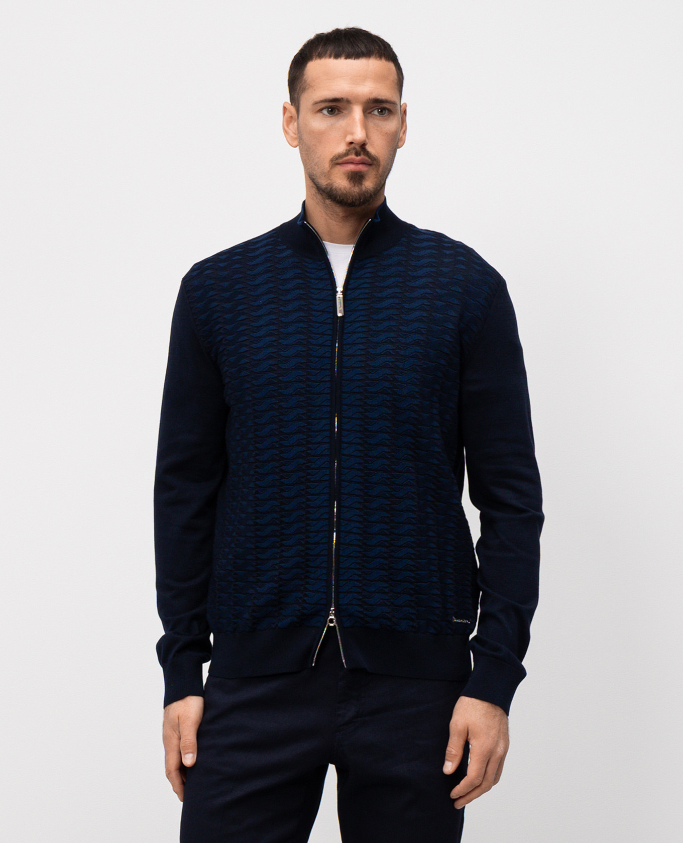 

Blue patterned silk cardigan Stefano Ricci