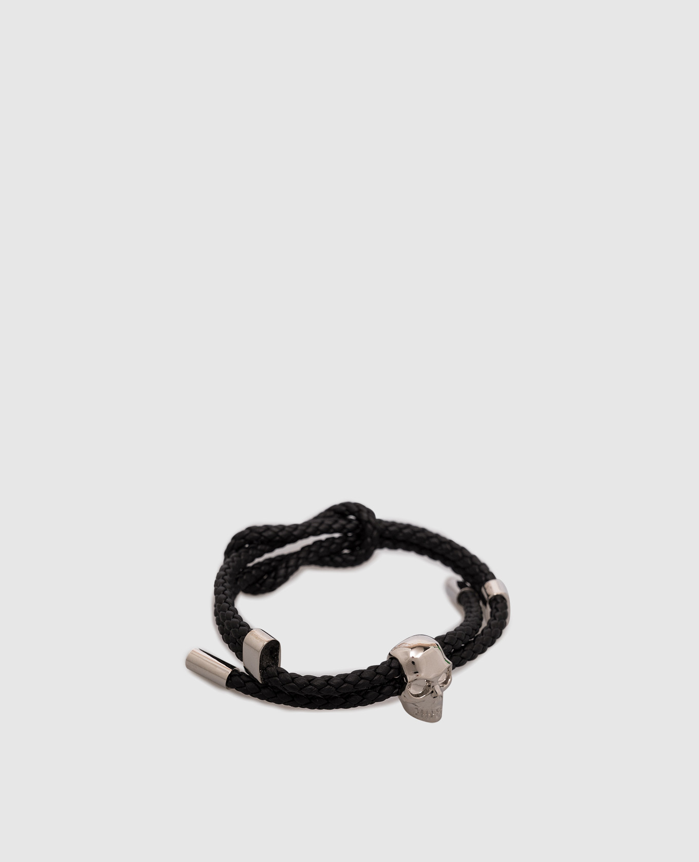 Black leather bracelet with skull Alexander McQueen