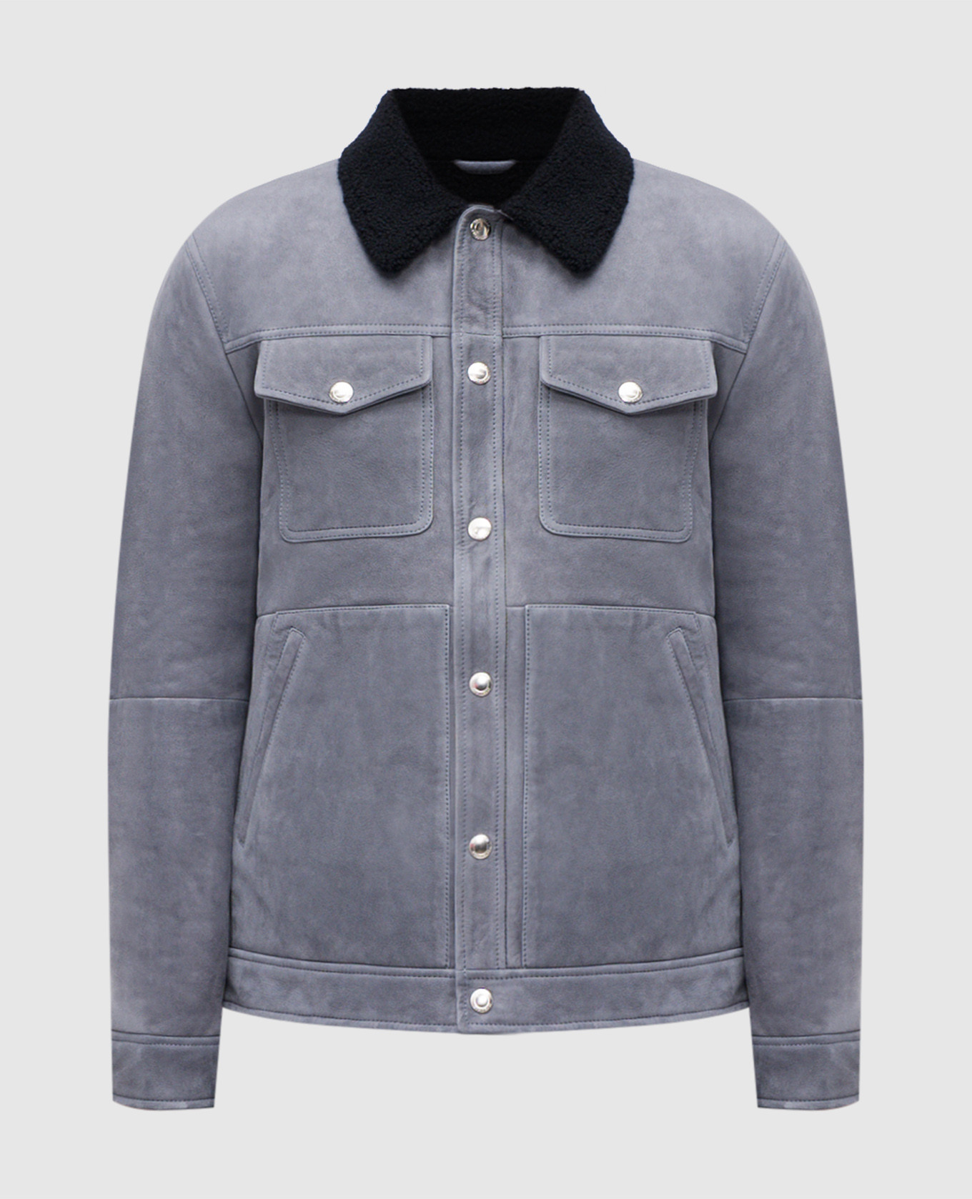 Blue nubuck fur jacket Brunello Cucinelli
