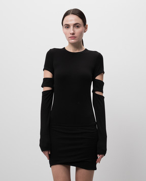 Helmut Lang Black shift dress Slashe O09HW604