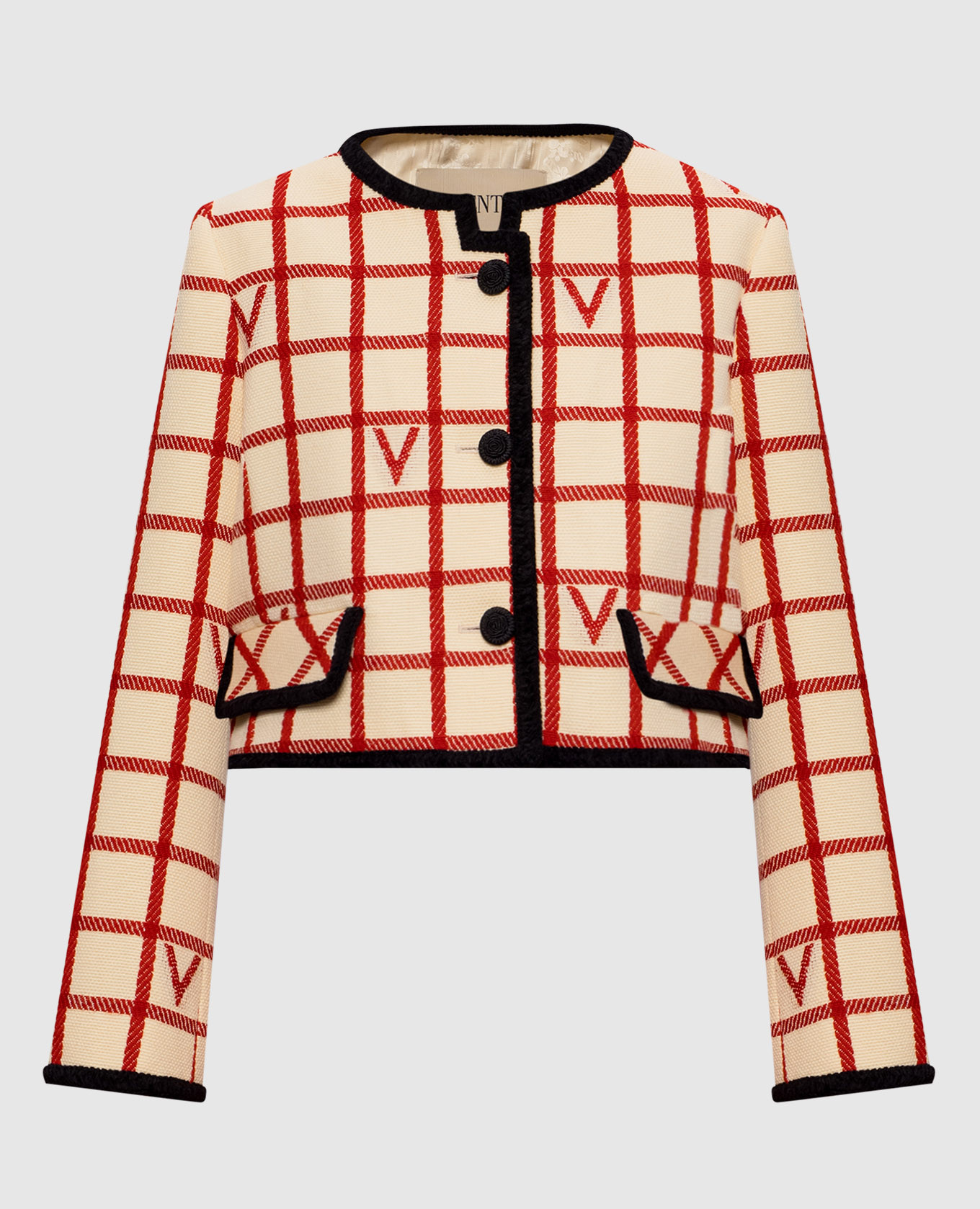 Beige checked wool jacket Valentino