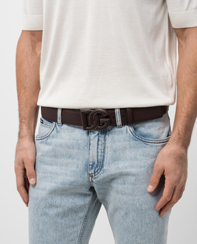 Dolce&Gabbana Brown leather belt with logo BC4675AT489