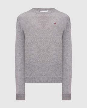 Alexander McQueen Grey wool jumper with embroidered logo emblem 839686Q1BEC