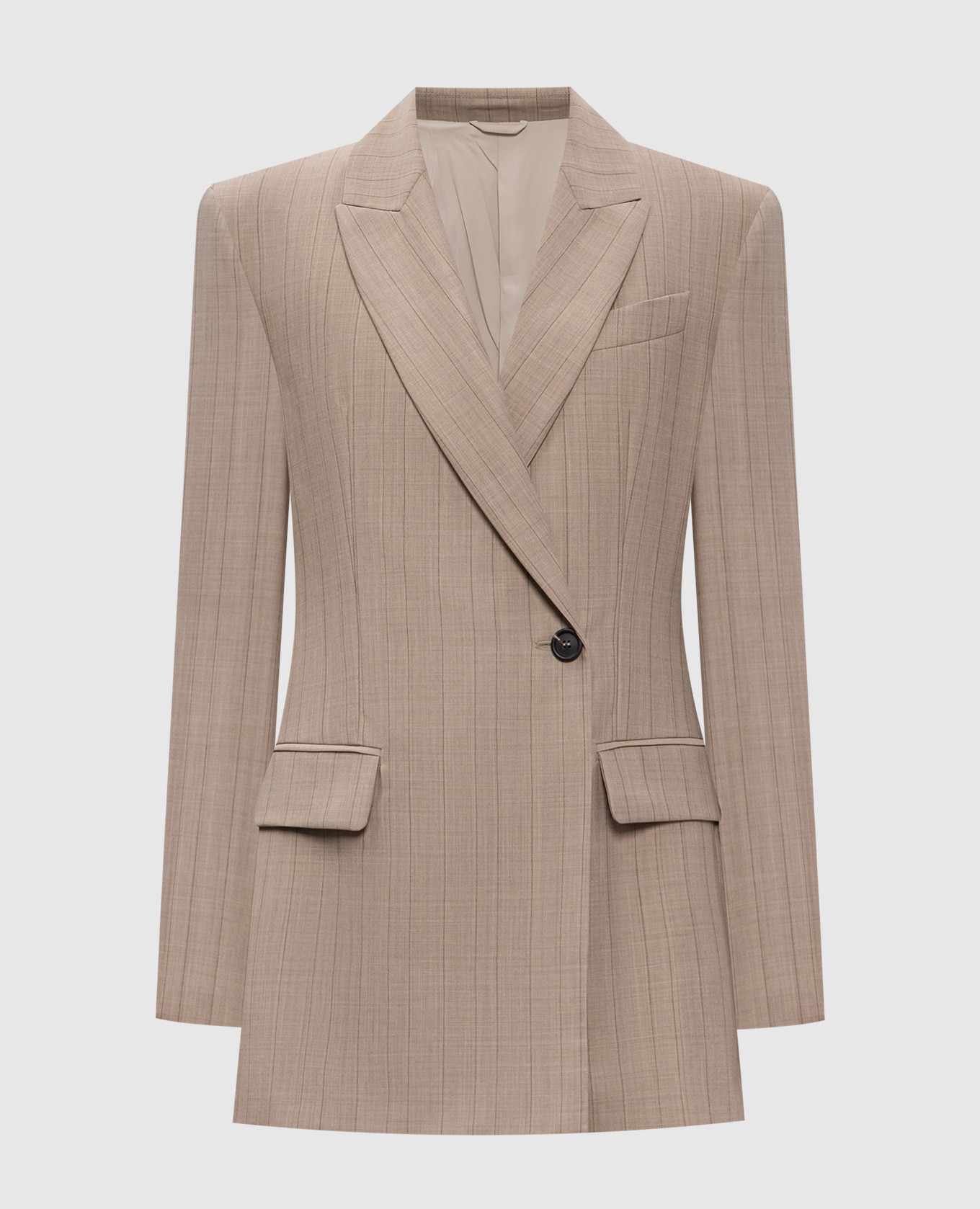 

Beige double-breasted striped wool jacket Brunello Cucinelli