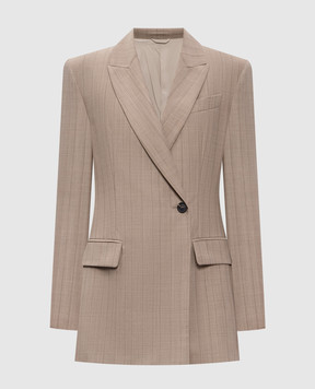 Brunello Cucinelli Beige double-breasted striped wool jacket MB1467267P