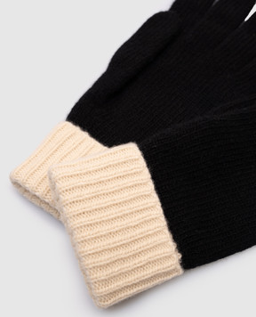 Valentino Black wool gloves with embroidered monogram logo 7W2GC00UQJY