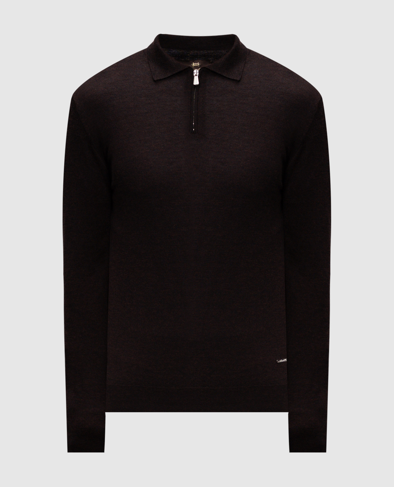 

Brown cashmere and silk polo shirt Enrico Mandelli