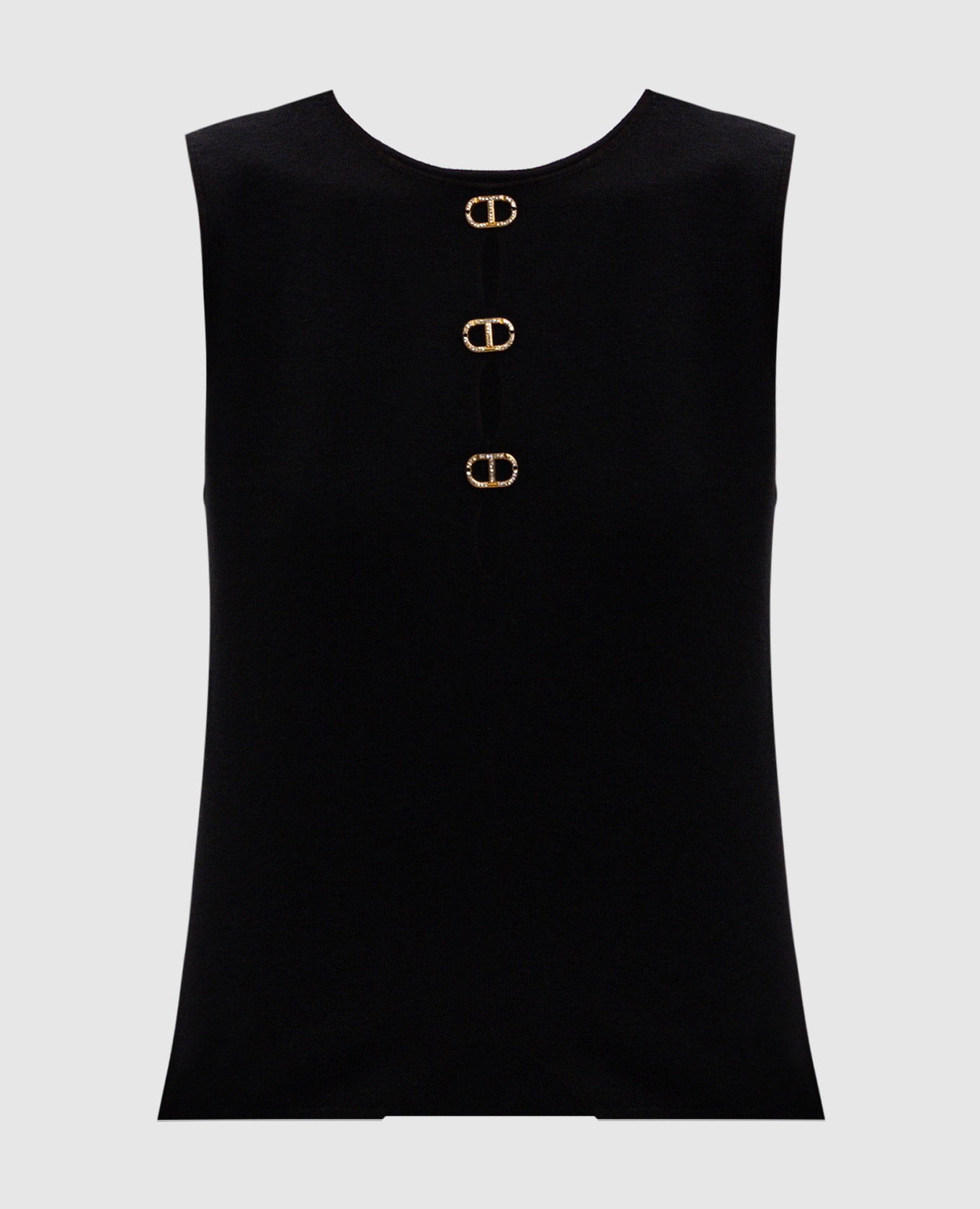 

Black top with Oval T logo and crystals Twinset