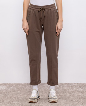 Brunello Cucinelli Brown sweatpants with monil chain MH827FB799