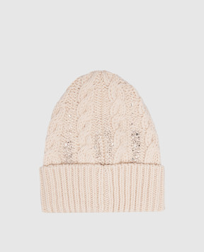 Ermanno Scervino Beige hat with wool and crystals D455V309CTURY
