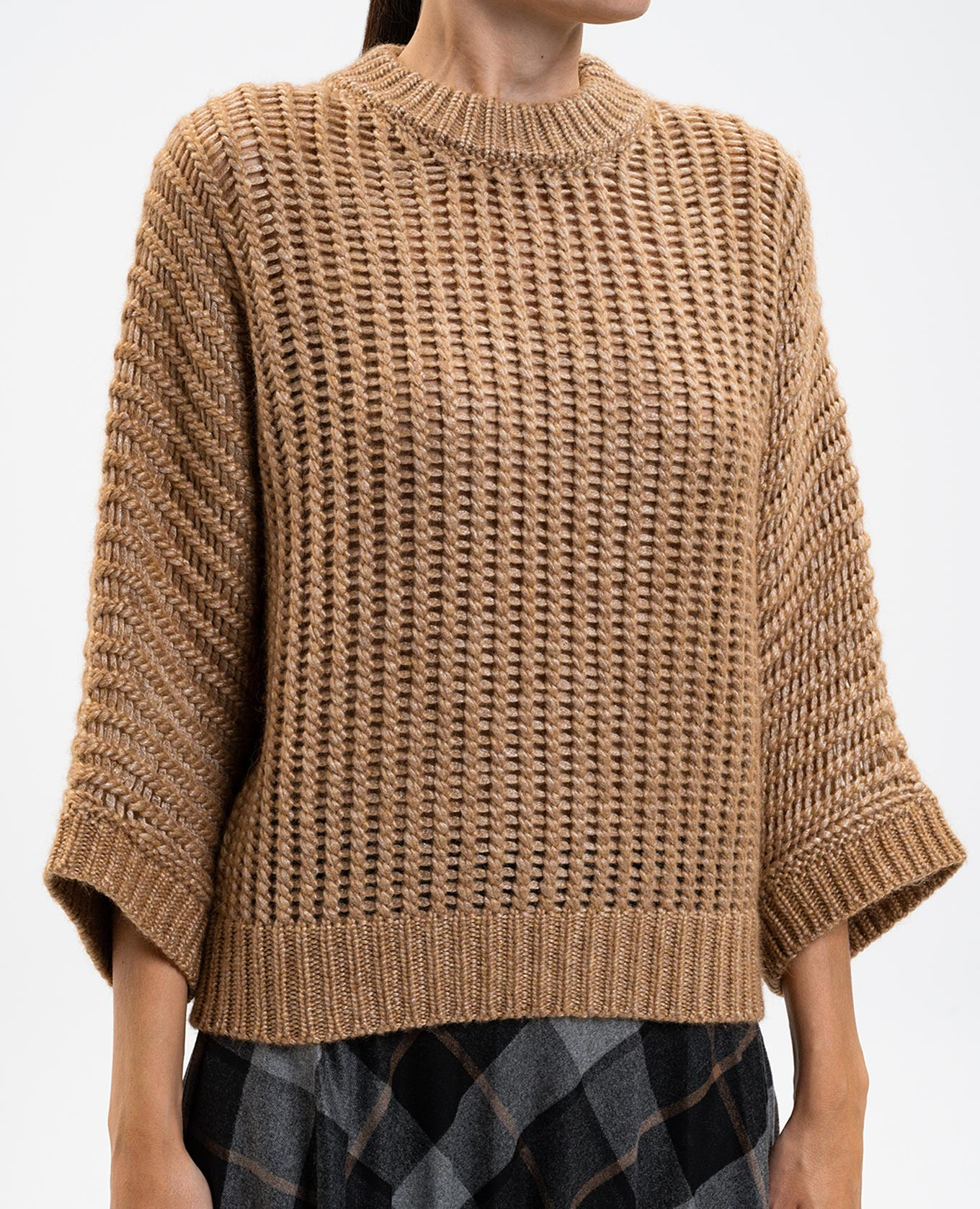 Brown alpaca wool sweater Peserico 5