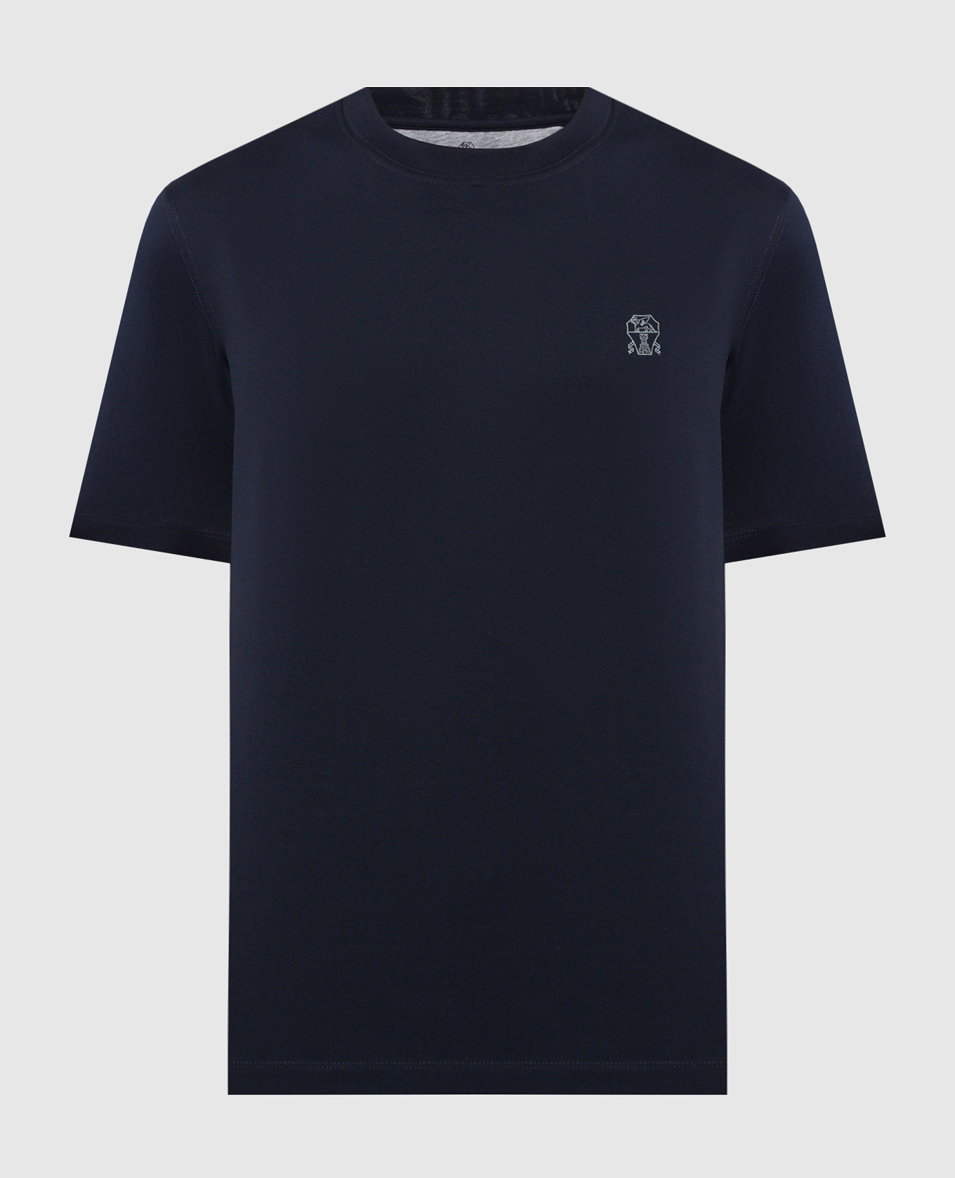 

Blue t-shirt with logo emblem print Brunello Cucinelli, Синий