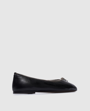 Giuseppe Zanotti Amanda black leather ballet flats with zipper I460010