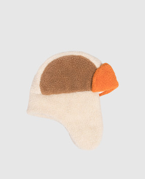 Dolce&Gabbana Children's beige earflap hat with DG monogram embroidery LB5H69FUS4F