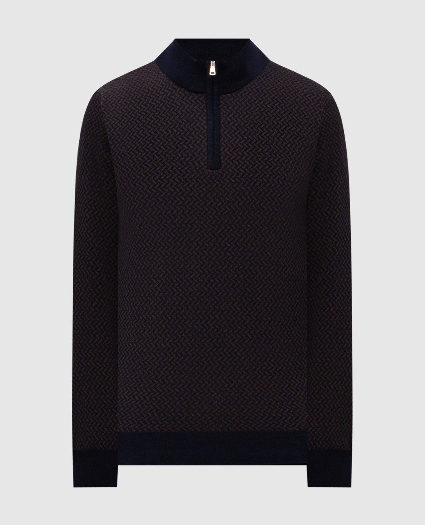 Blue wool and cashmere sweater with a pattern Cashmere&Whiskey