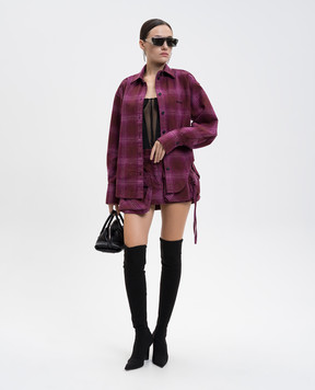 The Attico Burgundy checked mini skirt 251WCR00136CCC115AA