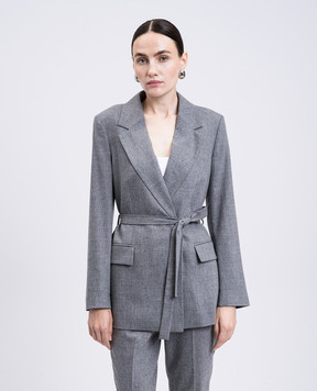 Peserico Gray double-breasted wool and cashmere jacket S01700A03358