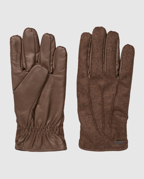 Peserico Brown combination gloves with wool R77003C0CC651
