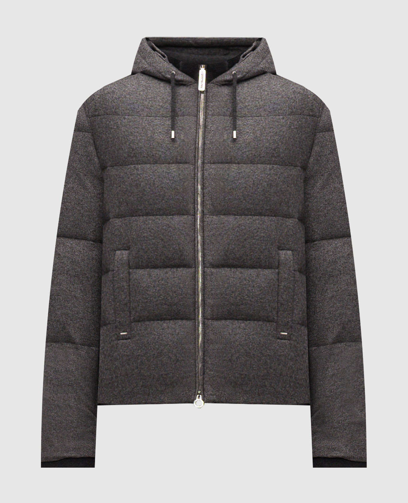

Grey silk and cashmere down jacket with monogram Stefano Ricci