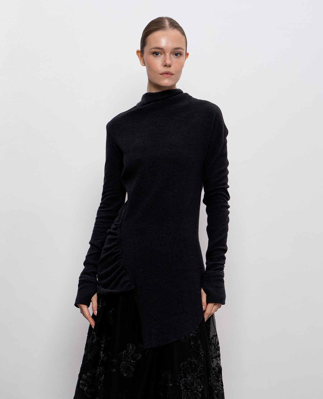 

Gray jumper with drape Marc Le Bihan, Grey