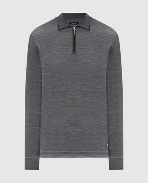 Stefano Ricci Grey wool polo shirt with logo K909051P30T25303