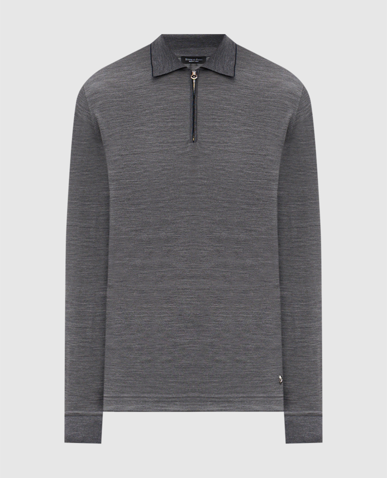 Grey wool polo shirt with logo