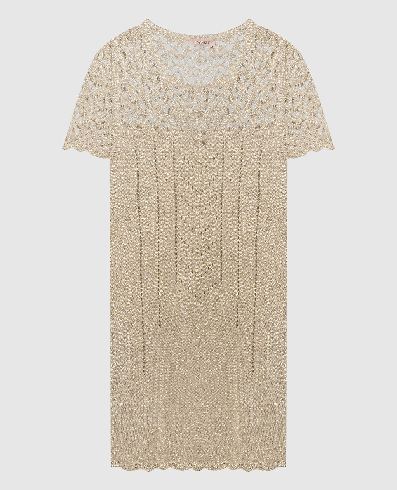 

Beige dress with lurex with an openwork pattern Twinset