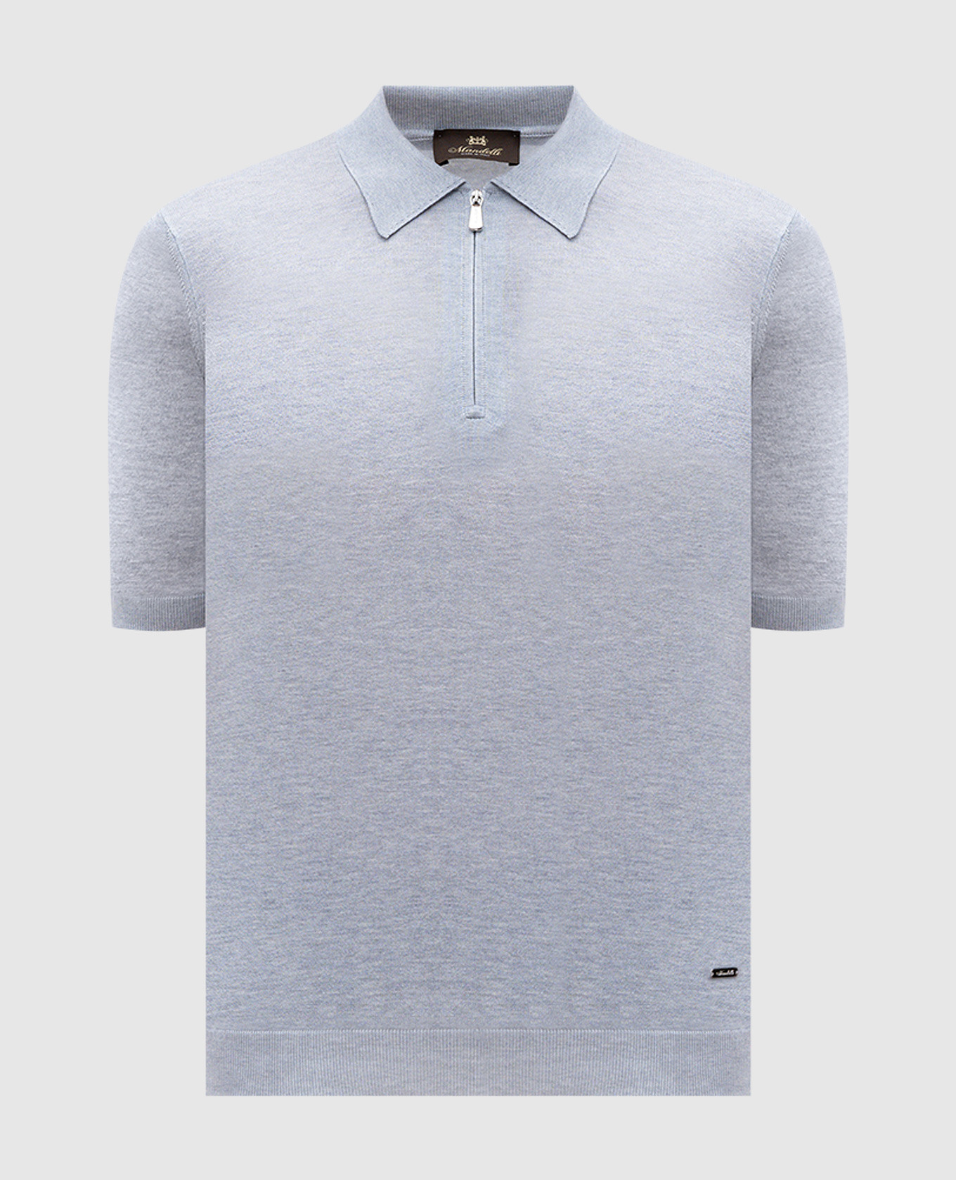 Grey silk polo shirt with logo Enrico Mandelli