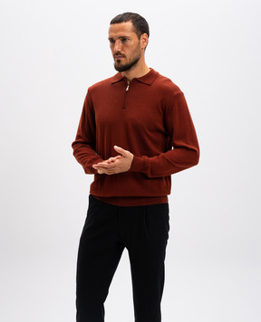 Cashmere&Whiskey Orange merino wool polo shirt 94394Z