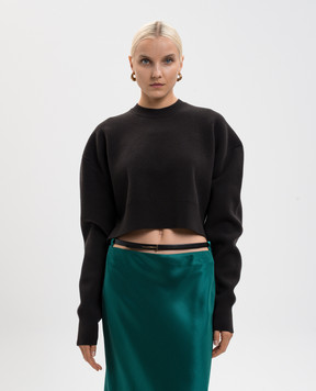 Tom Ford Brown cropped wool and cashmere sweater MAK1414YAX983