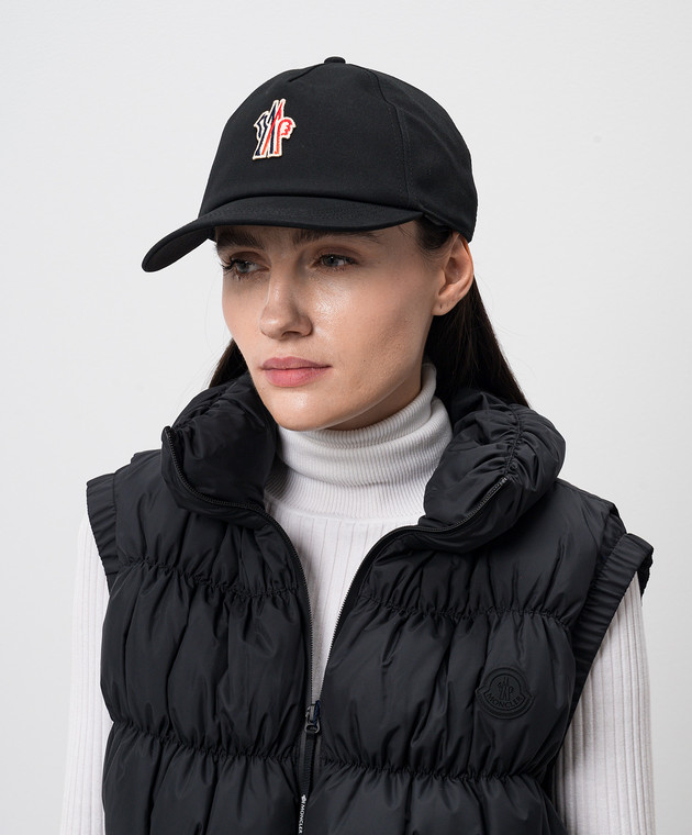 【感謝価格】 Moncler Grenoble - Czarna czapka z naszywką z logo 帽子