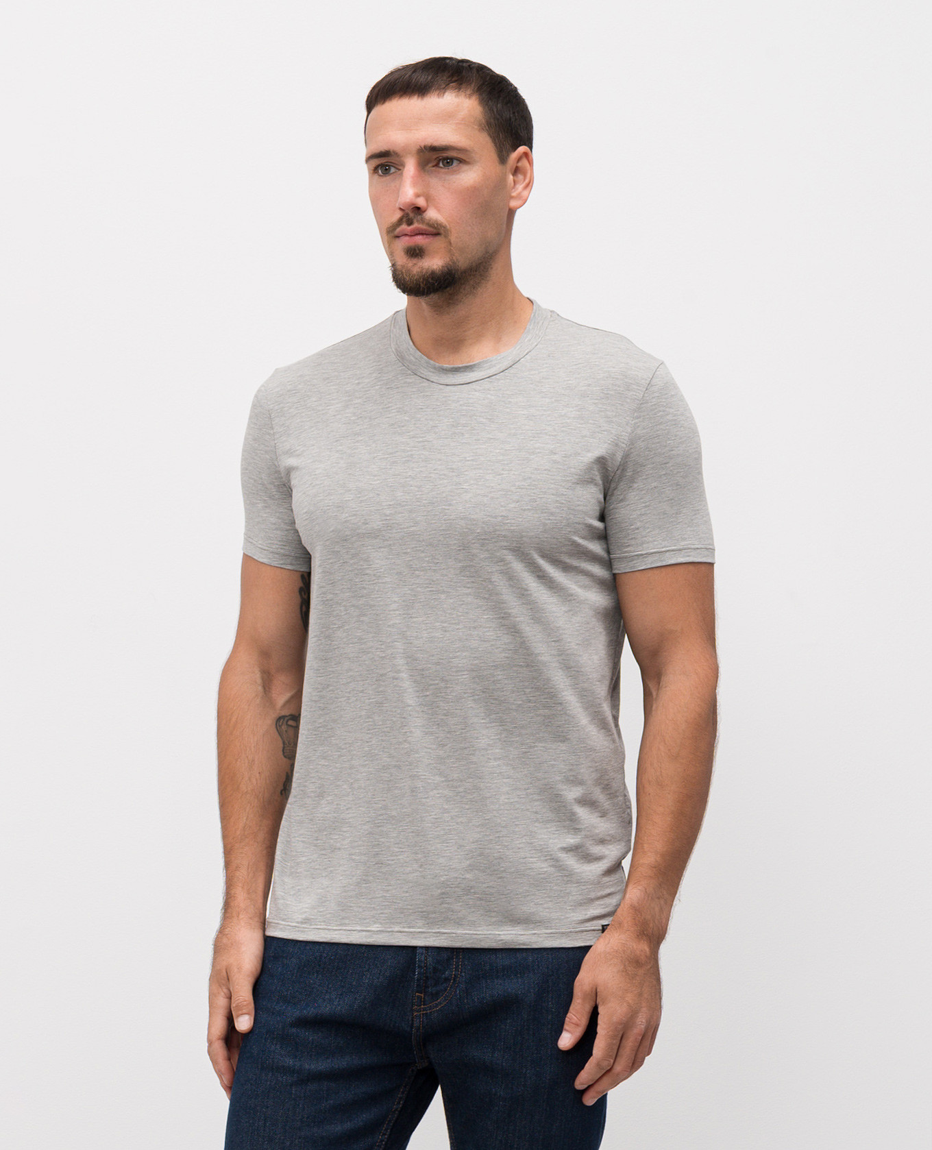 

Grey melange T-shirt with logo patch Tom Ford