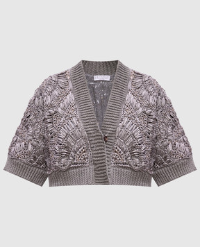 Brunello Cucinelli Gray cropped cardigan with braiding MCU612006