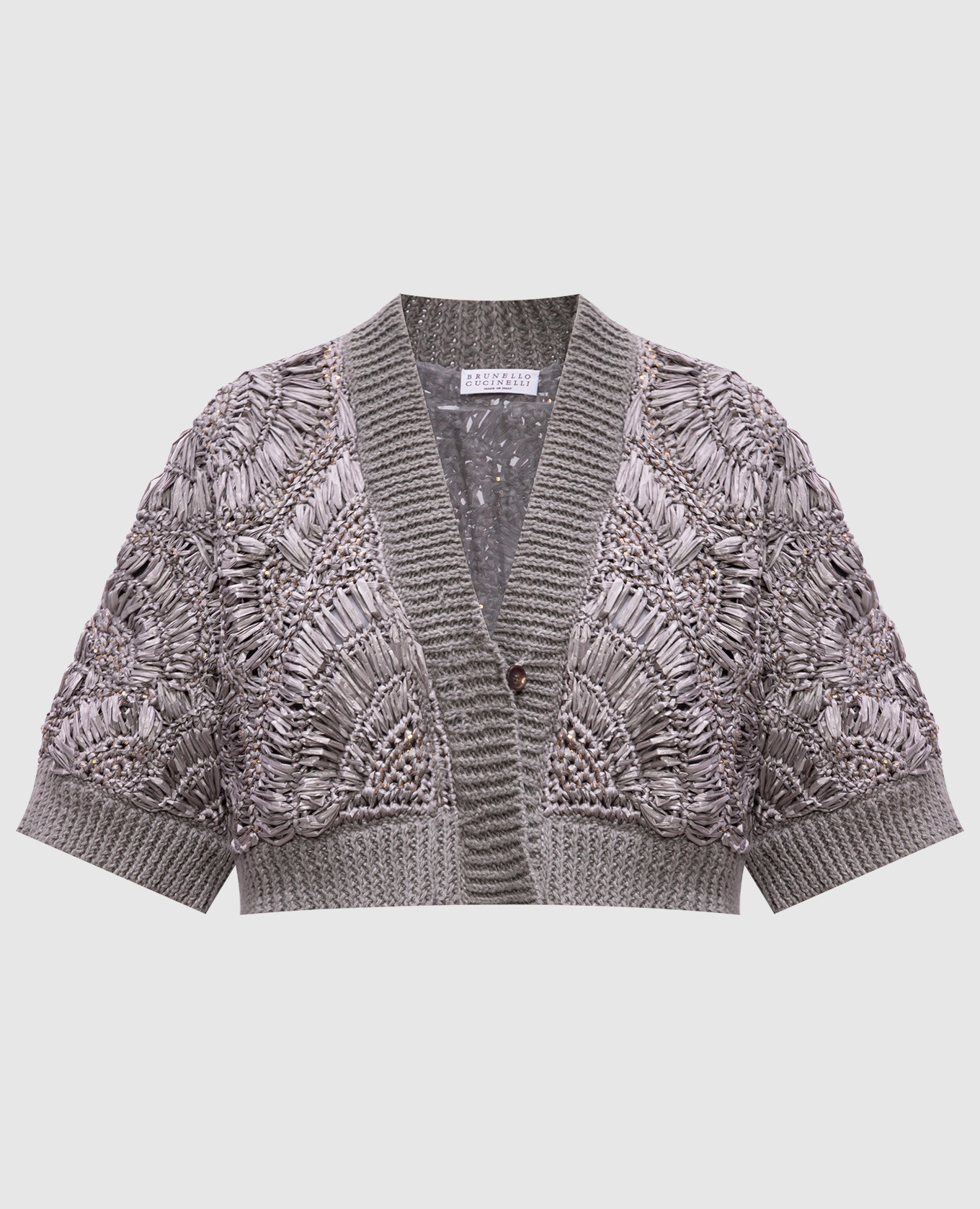 

Gray cropped cardigan with braiding Brunello Cucinelli, Grey